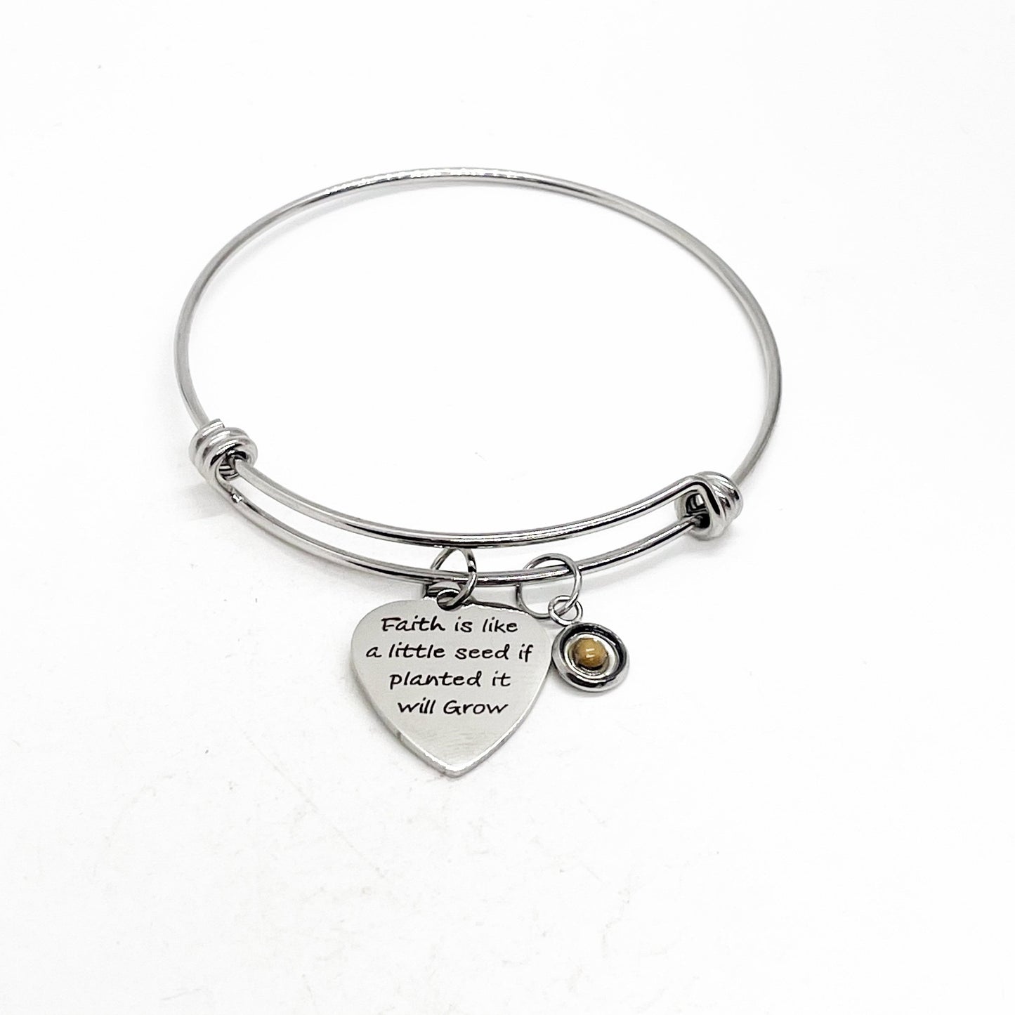 Faith Gifts, Faith Is Like A Little Seed If Planted It Will Grow Charm Bracelet, Matthew 17 20, Mustard Seed Faith, Christian Gift