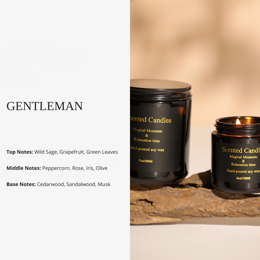 Glossy Black Glass Cups with Gold Foil Packaging Soy Wax Scented Candle, Eco-Friendly Low-Smoke Aromatherapy Home Fragrance Gift Decor