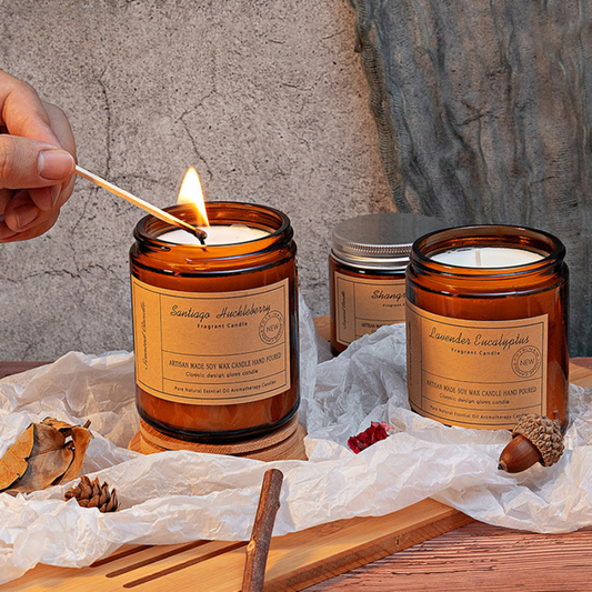 Smokeless Aromatherapy Scented Candle Handmade with Natural Soy Wax, Creative Glass Cup Tea Bottle Design, Decorative Home Aromatherapy Candle Cup for Living Room, Bedroom, and Gift