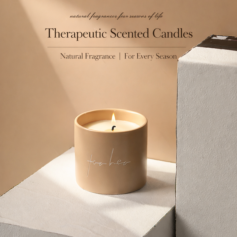 New Ceramic Mug Nordic Minimalist Style Premium Plant Essential Oil Scented Soy Wax Candle, Aromatherapy Scented Candle for Home Décor, Gift Decoration, Relaxing Ambience