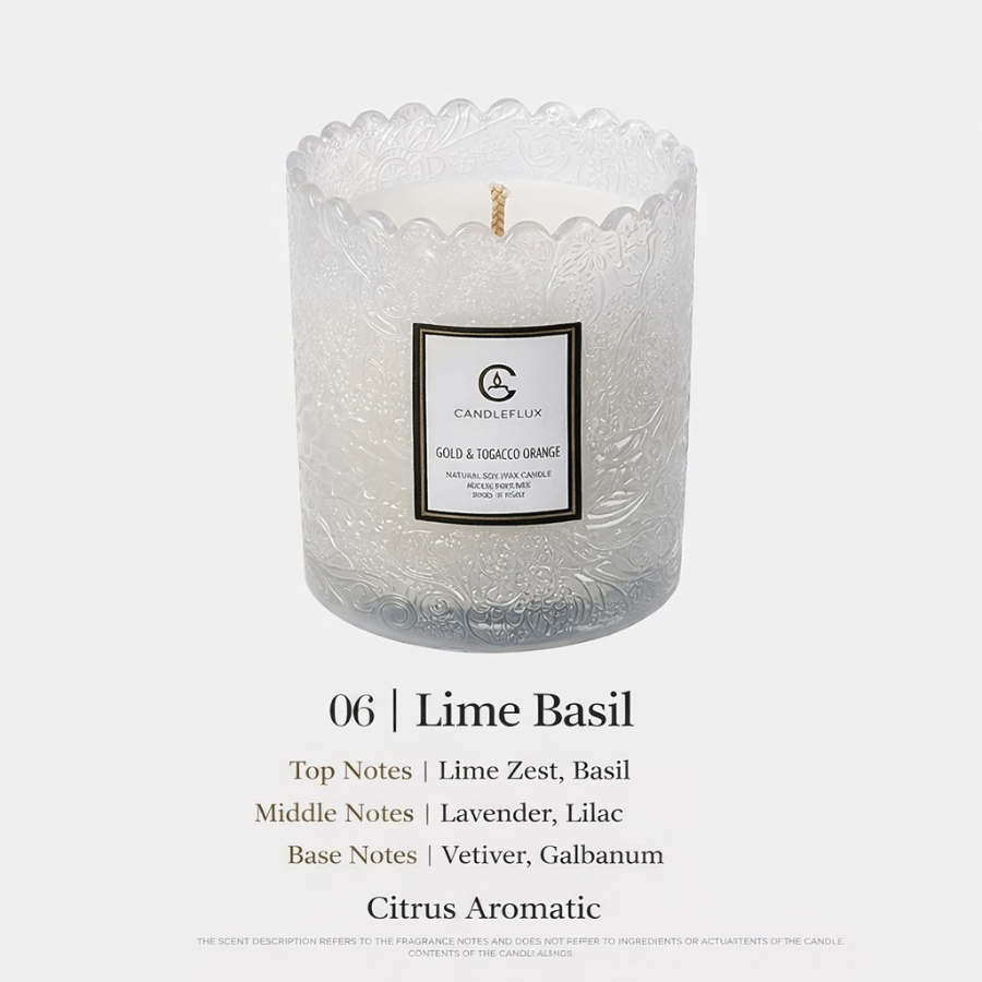 Scented Candle Cups with Embossed Glass Gift Design, Plant-Based Soy Wax Scented Candles with Low-Smoke Performance, Elegant Home Fragrance Candles for Wholesale Valentine’s Day Decor & Gift Use