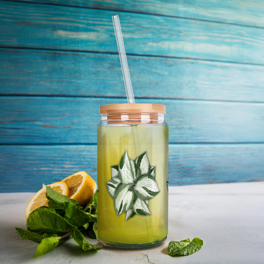 Manjula Pothos Soda Can Glass – 16 oz Tumbler With Bamboo Lid And Straw