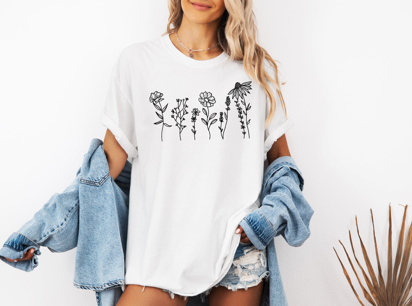 Wildflowers Botanical Plant Nature Garment Dyed T Shirt
