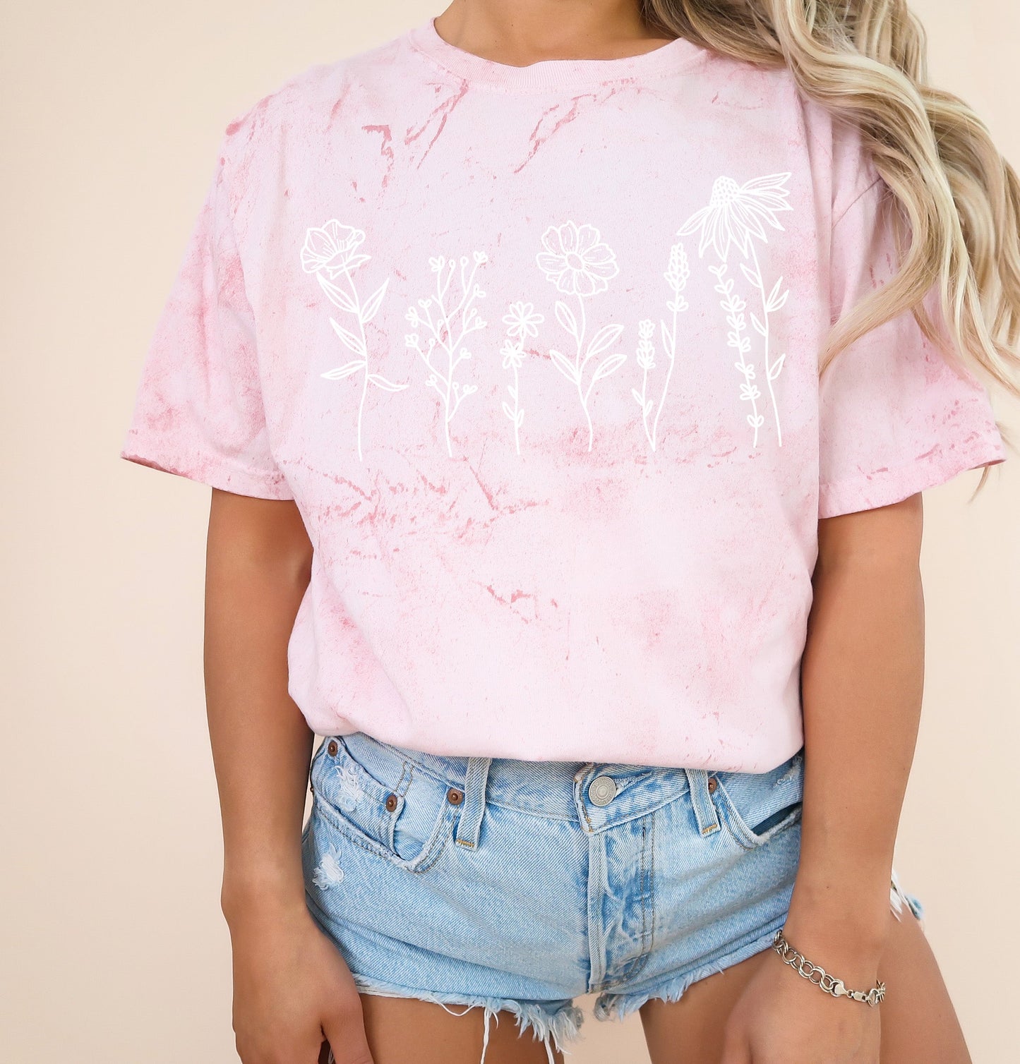 Wildflowers Botanical Plant Nature Garment Dyed T Shirt