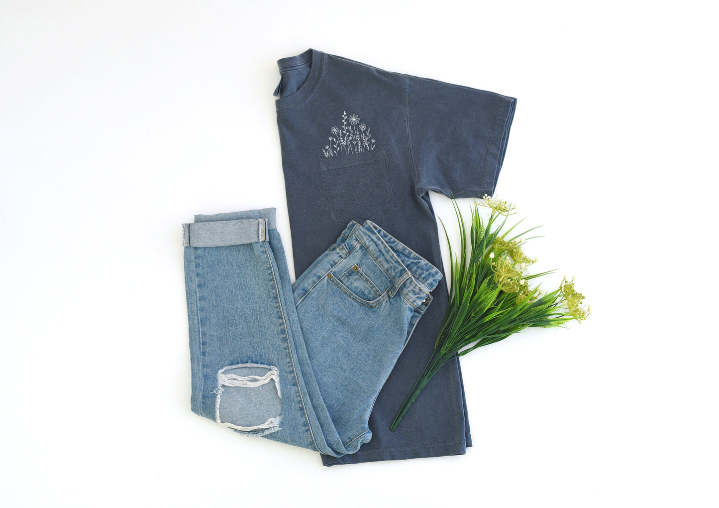 Wildflowers Comfort Colors Pocket T Shirt | Nature, Camping, Plant (new)