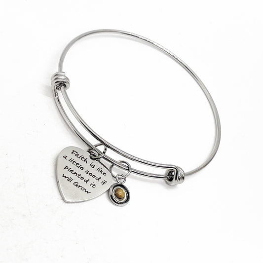 Faith Gifts, Faith Is Like A Little Seed If Planted It Will Grow Charm Bracelet, Matthew 17 20, Mustard Seed Faith, Christian Gift