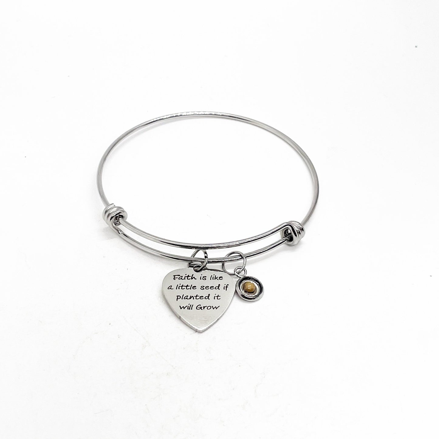 Faith Gifts, Faith Is Like A Little Seed If Planted It Will Grow Charm Bracelet, Matthew 17 20, Mustard Seed Faith, Christian Gift