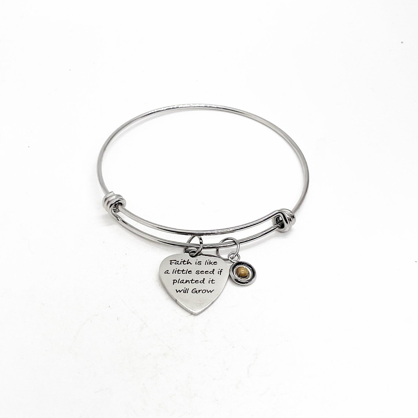 Faith Gifts, Faith Is Like A Little Seed If Planted It Will Grow Charm Bracelet, Matthew 17 20, Mustard Seed Faith, Christian Gift